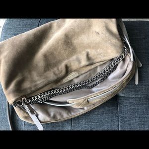 Jimmy Choo Taupe Suede Chain Shoulder Bag